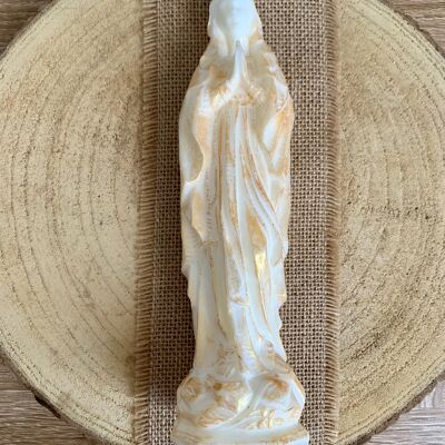 Madonna (Vergine Maria) in cera oro bianco perlato