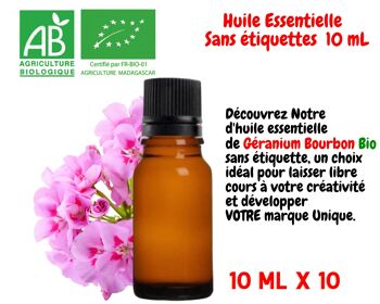 BIO -  GÉRANIUM Bourbon - Huile essentielle de Bourbon BIO ( 10 mL ) Entreprise Française 3