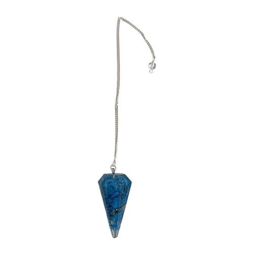 Orgonite Pendulum with Chain, Turquoise (Dyed Howlite)