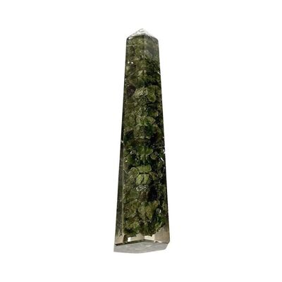 Obelisco in Orgonite, 10-12 cm, Avventurina Verde