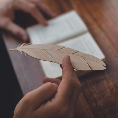 Wooden Bookmark Feather