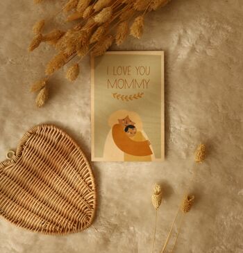 Carte en bois Je t'aime maman 1