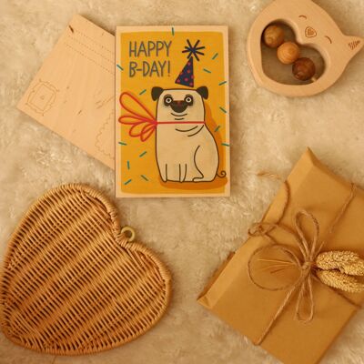 Wooden Card Happy B-Day!