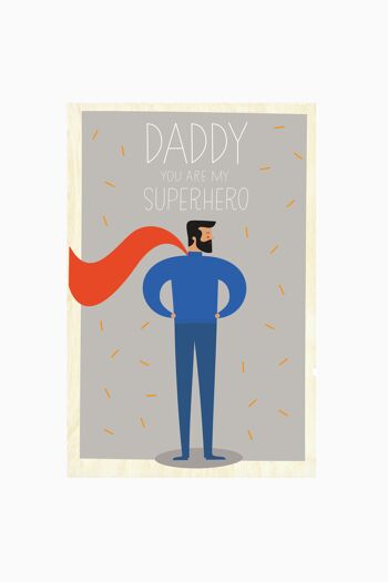 Carte en bois Papa tu es mon super héros ! 2