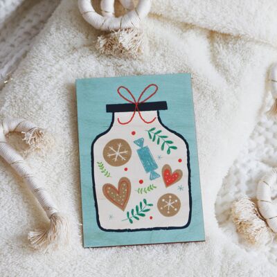 Carte en bois, Biscuits de Noël