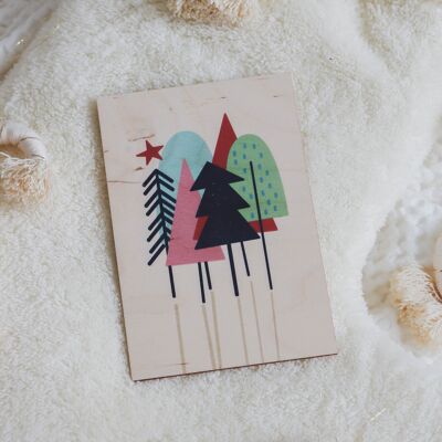 Carte en bois, Sapin de Noël