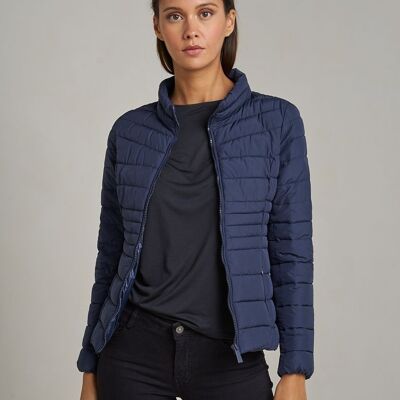 Short basic navy blue puffer jacket