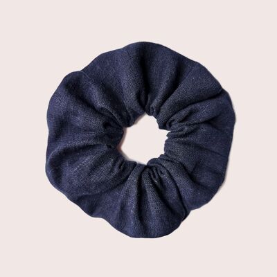 BLEUET scrunchie / Navy blue linen