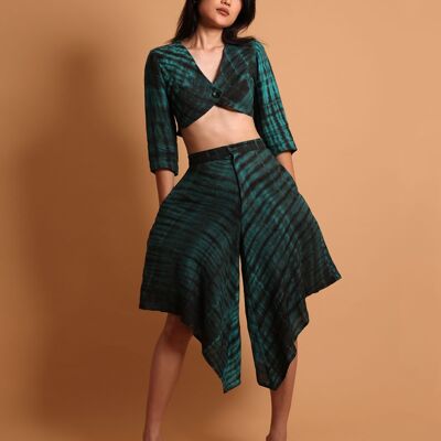 Turquoise crop top and trouser skirt set - Vespa