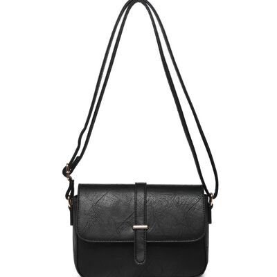 Bolso bandolera negro de calidad para mujer Bolso con solapa sobre el hombro Smart Messenger Travel Organizer Satchel Bag con correa ajustable -Z-10030m negro