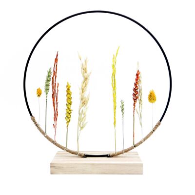 Standing ring with dried flowers - medium (natural)