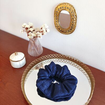 Scrunchie BROCARD NAVY / marineblaues strukturiertes Polyester