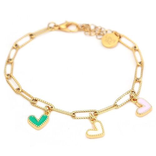 Gold bracelet pastel hearts