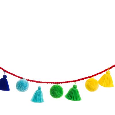 Rainbow Jumbo Pom Pom & Tassel Garland