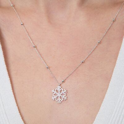 SNOWFLAKE SILVER DOTS NECKLACE