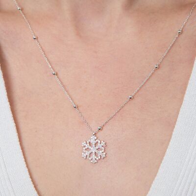 COLLIER POIS ARGENT FLOCON DE NEIGE