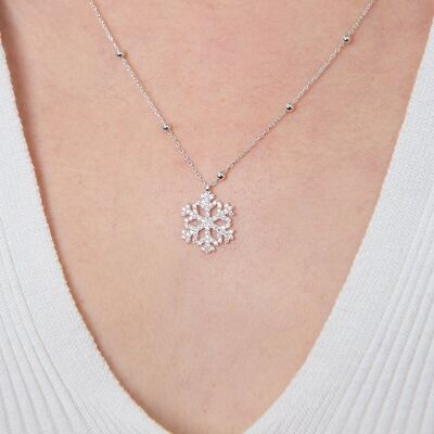 SNOWFLAKE SILVER DOTS NECKLACE