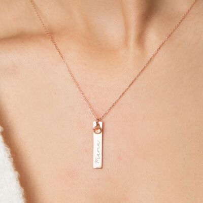 BIRTHSTONE NAME NECKLACE - silver