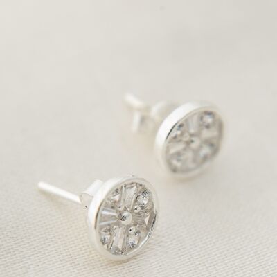 BOUCLES D'OREILLES CLOUS MANDALA ARGENT