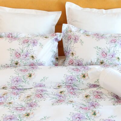 Bed linen set White Rose 100% mercerized cotton satin 300 TC easy iron - 135x200+80x80