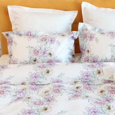 Bed linen set White Rose 100% mercerized cotton satin 300 TC easy iron - 135x200+80x80