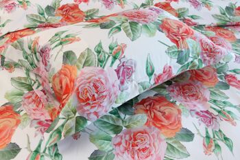 Parure de lit Rose Anglaise 100% satin de coton mercerisé 300 TC repassage facile - 155x220+80x80 4