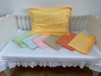 Parure de lit enfant Uni 100% satin de coton - Jaune - 100x135+40x60 2