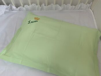 Parure de lit enfant Uni 100% satin de coton - Vert - 100x135+40x60 1
