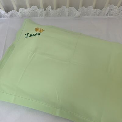 Completo lenzuola per bambini Uni color 100% raso di cotone - Verde - 100x135+40x60