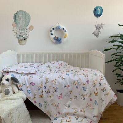 Completo letto per bambini Papillon 100% cotone - 100x135+40x60