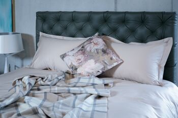 Parure de lit Uni avec coutures décoratives 100% satin de coton mercerisé 300 TC repassage facile - Cannelle - 140x220+70x90 6