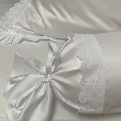 Parure de lit Edelweiß Lace 100% satin de coton mercerisé 300 TC repassage facile - 140x200+70x90