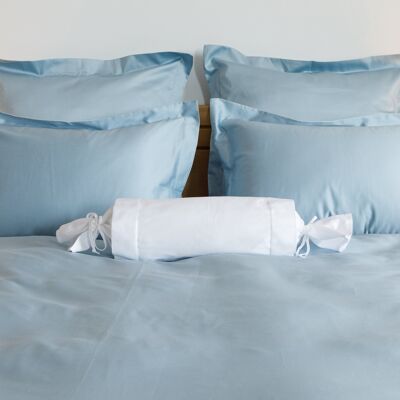 Juego de sábanas Twist azul y blanco 100% algodón mercerizado satinado 300 hilos fácil planchado - 140x200+70x90