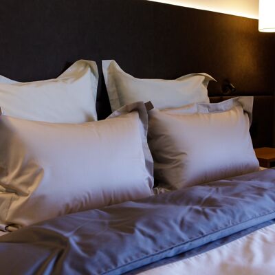 Bed linen set Twist grey&beige 100% mercerized cotton satin 300 TC easy iron 140x220+70x90