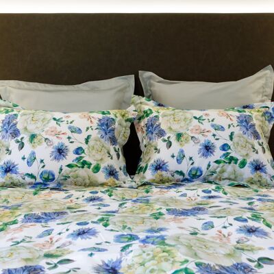 Bed linen set Crystal Peony 100% mercerized cotton satin 300 TC easy iron 140x220+70x90