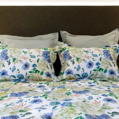 Bed linen set Crystal Peony 100% mercerized cotton satin 300 TC easy iron 140x200+70x90