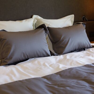 Bedding set Twist grey&white 100% mercerized cotton satin 300 TC easy iron 140x220+70x90