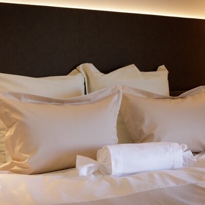 Bed linen set Twist beige&white 100% mercerized cotton satin 300 TC easy iron 140x200+70x90