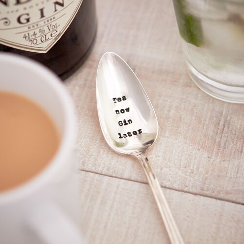 Vintage Silver Plated Spoon - Tea Now Gin Later