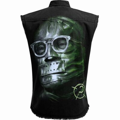 RIDDLER - GLOW IN THE DARK LOGO - Sleeveless Stone Washed Worker Black