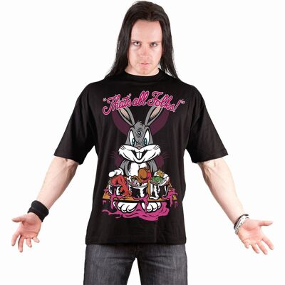 BUGS - EVIL BUNNY - T-shirt con stampa frontale nera