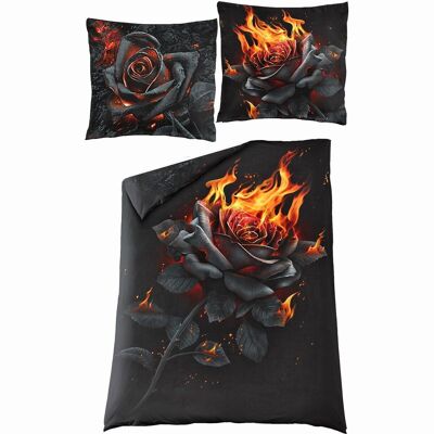 BURNT ROSE - Housse de couette simple + taie d'oreiller UK et EU