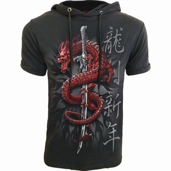 DRAGON ORIENTAL - T-shirt à capuche en coton fin Noir 2