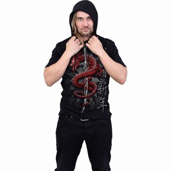 DRAGON ORIENTAL - T-shirt à capuche en coton fin Noir 3