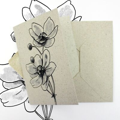 Mini card in carta erba, anemone autunnale