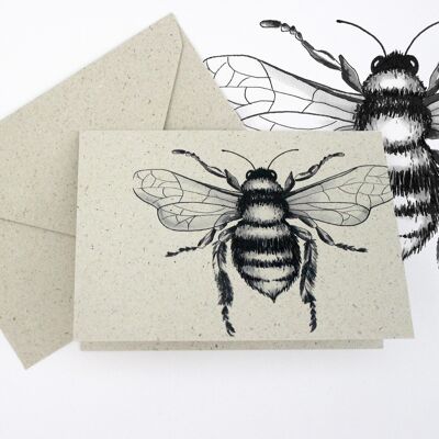 Minikarte aus Graspapier, Wildbiene