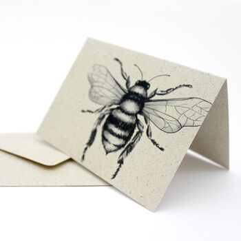 Mini carte papier herbe, abeille sauvage 2
