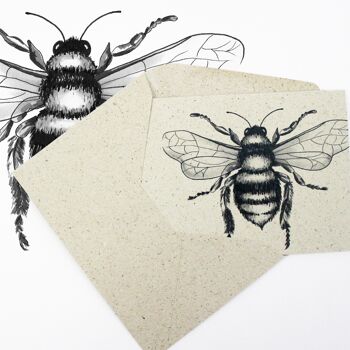 Mini carte papier herbe, abeille sauvage 4