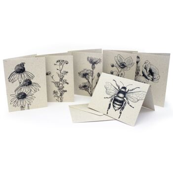 Mini carte papier herbe, abeille sauvage 5