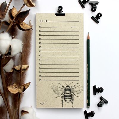 Grass paper to-do list, wild bee